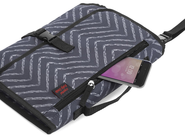 Portable Diaper Changing Pad - Premium Quality Travel Changing Station Kit - Entirely Padded Mat - Mesh and Zippered Pockets - Hassle-free Diapering ON THE GO! - Best of Baby Shower Gifts!-Dark Gray